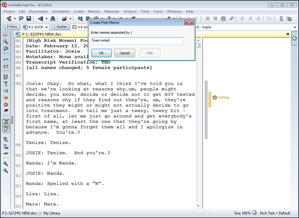 Screenshot of ATLAS.ti interface